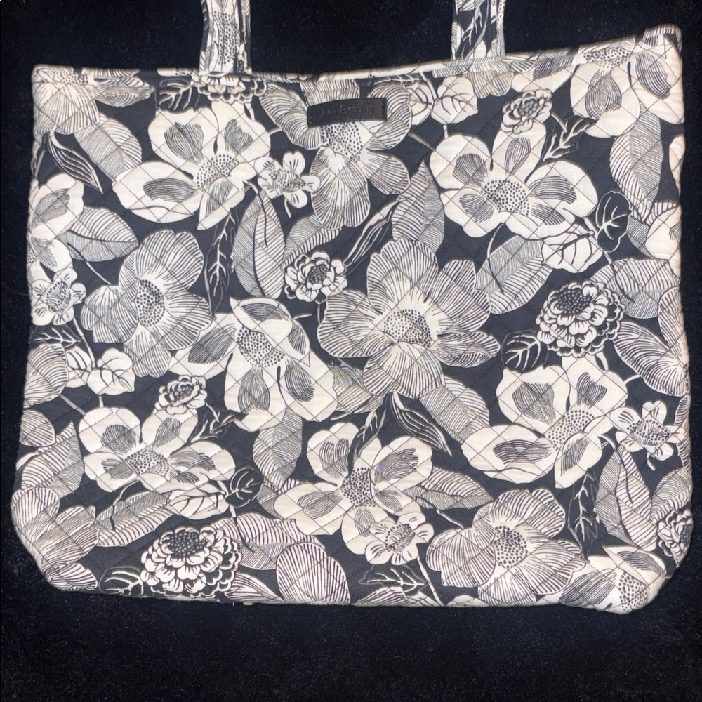 Vera Bradley Black & White Floral Quilted Tote
